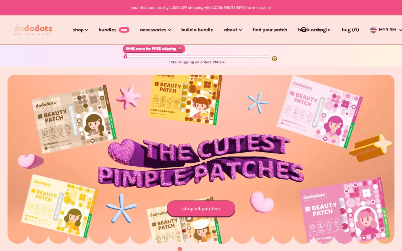 The animated header and free-shipping tier bar.